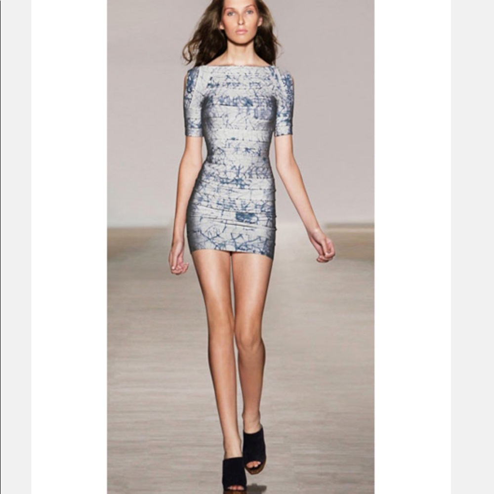 Brand New Herve Leger Boatneck Batik Dress. ( COLOR IS ULTRAMARINE).